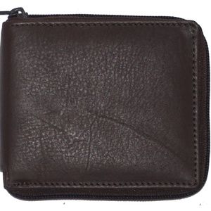 RFID Signal Blocking Zip Round Bifold Mens Wallet
